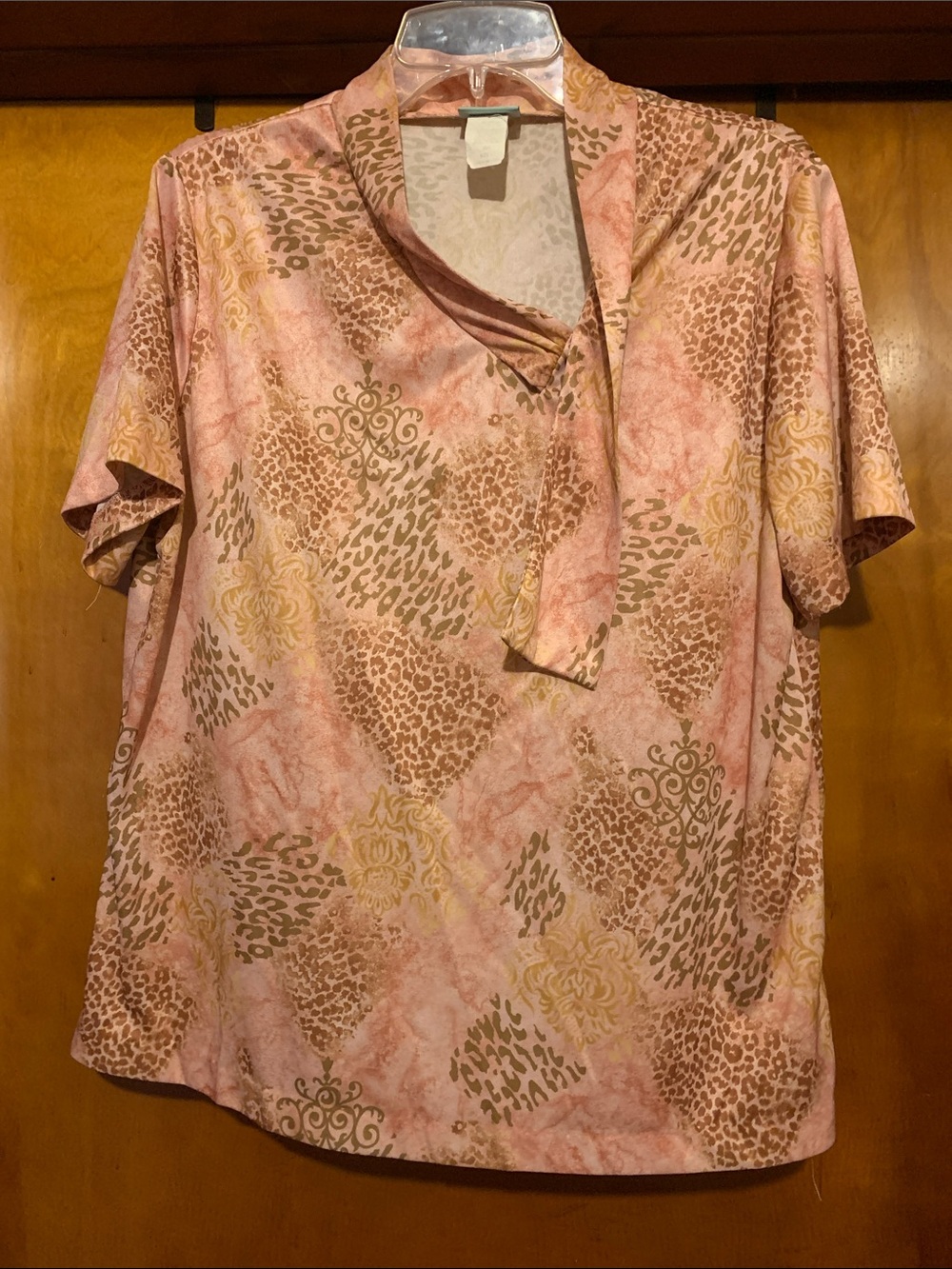 Sara Morgan Size L Pink and Brown Animal Print Top